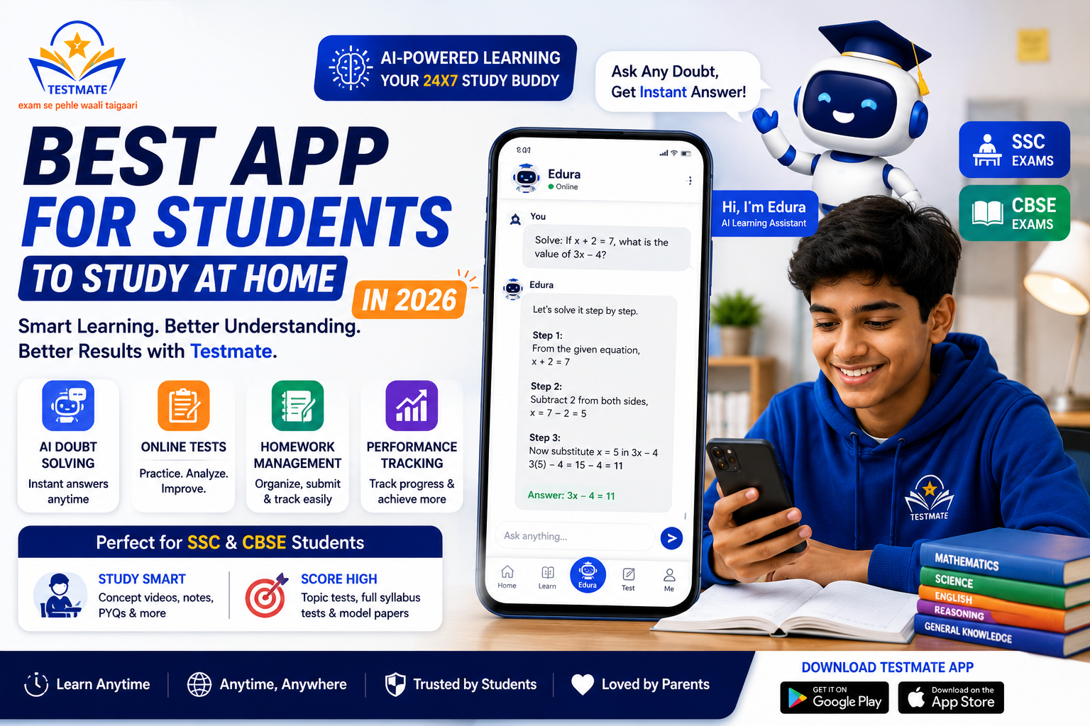 Best App for Students to Study at Home in 2026 | AI Learning App for SSC & CBSE Students | Testmate